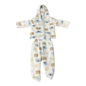 Little Joy - NWOT - Kids Outerwear Set with Bear Design - White and Brown